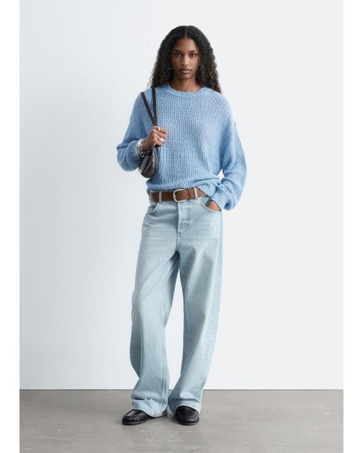 & Other Stories Blue Silk-Cotton Knit Jumper