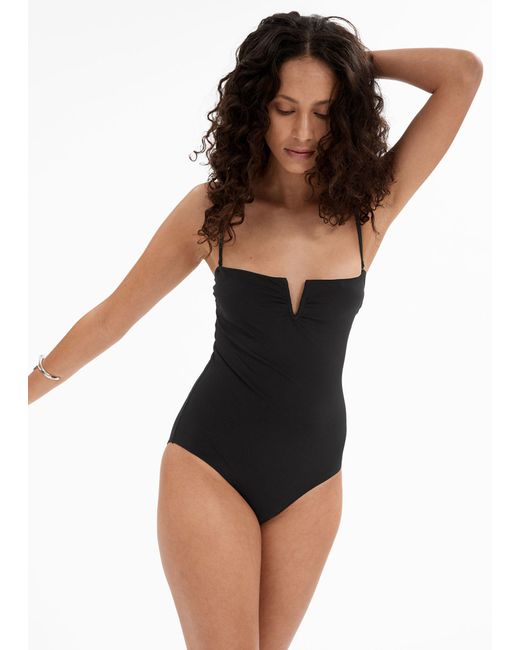& Other Stories Black Sweetheart-neck Swimsuit