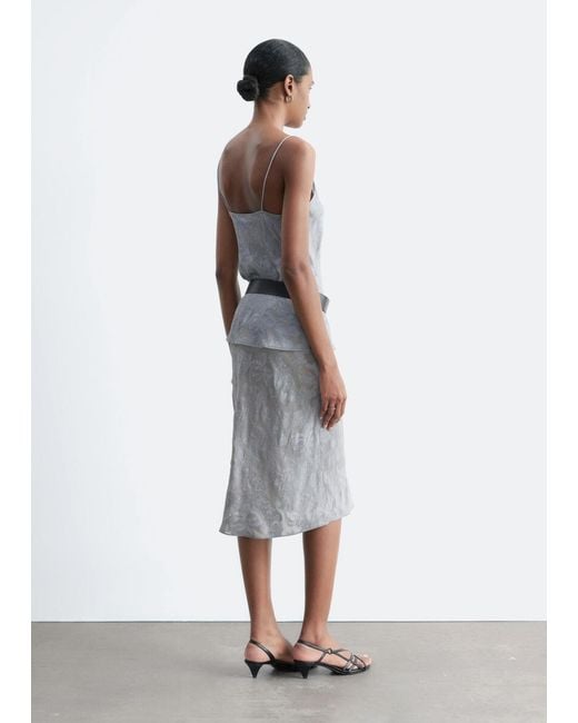 & Other Stories White Sheer Silk-Blend Midi Skirt