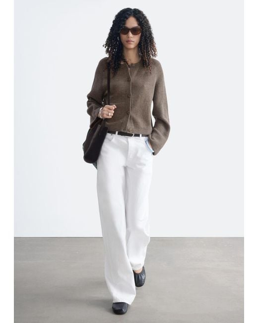 & Other Stories Brown Relaxed Wool-Cotton Cardigan