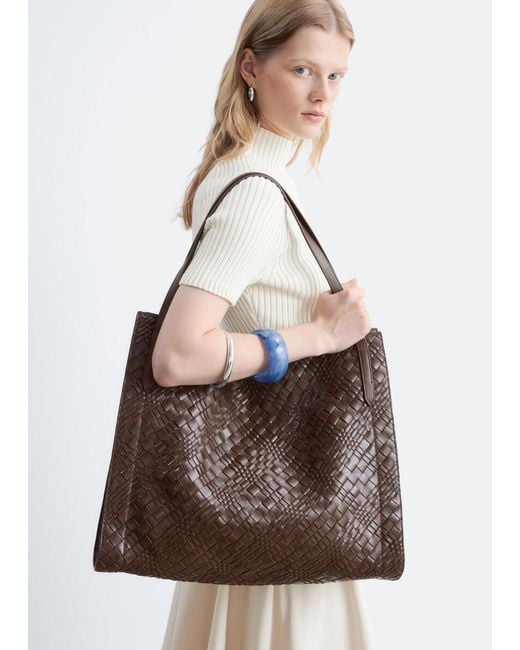 & Other Stories Brown Open Braided Leather Tote