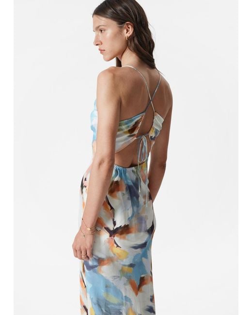 & Other Stories White Satin Slip Midi Dress