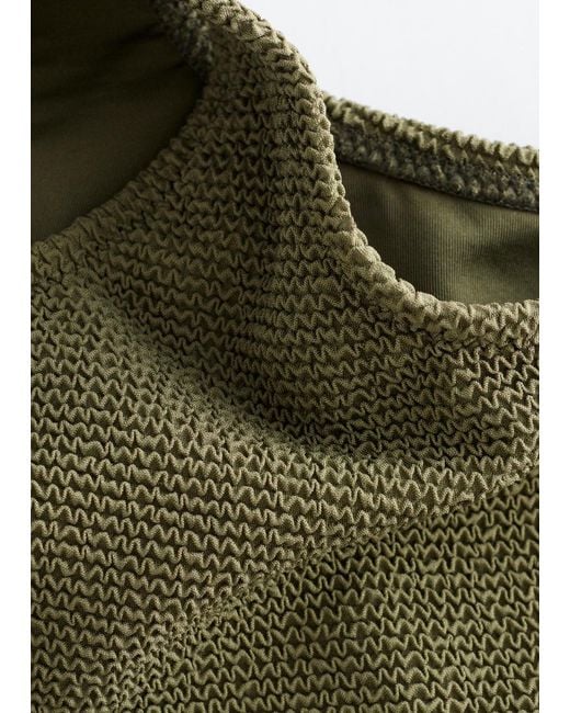 & Other Stories Green Textured Bikini Top
