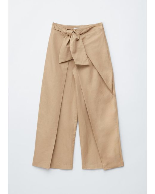 & Other Stories Natural Tie-Front Wide-Leg Trousers