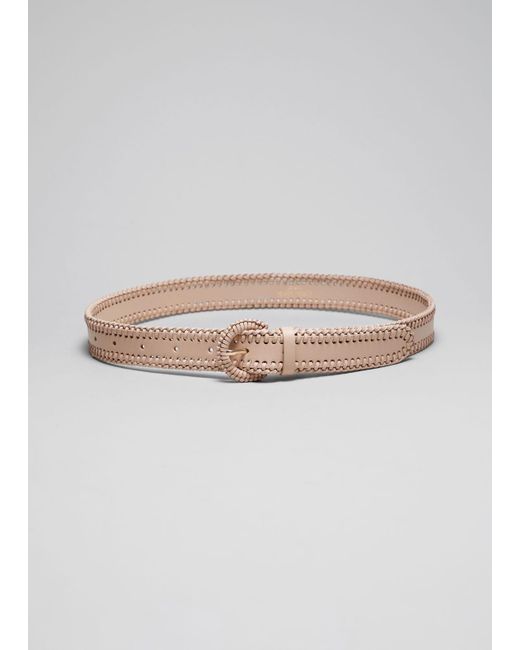 & Other Stories Gray Braided Leather Belt