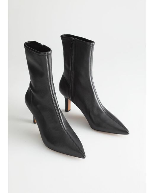 & Other Stories Pointed Suede Sock Boots in Black - Lyst