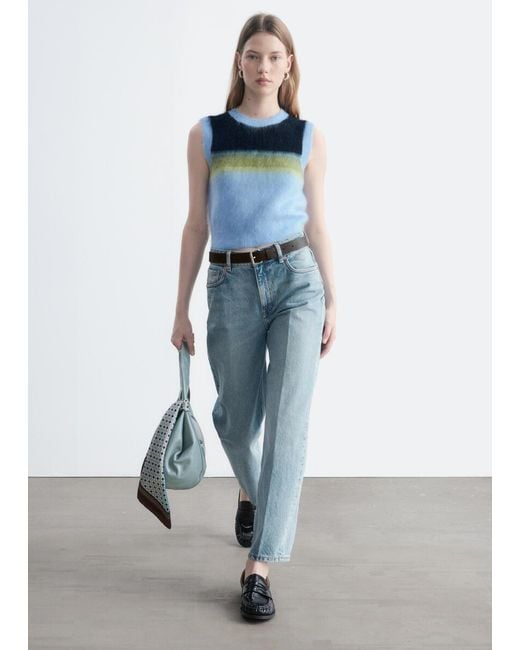 & Other Stories Blue Knitted Mohair-Blend Vest
