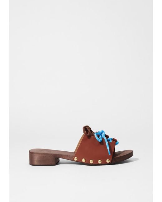 & Other Stories Brown Lace-Up Clog Sandals