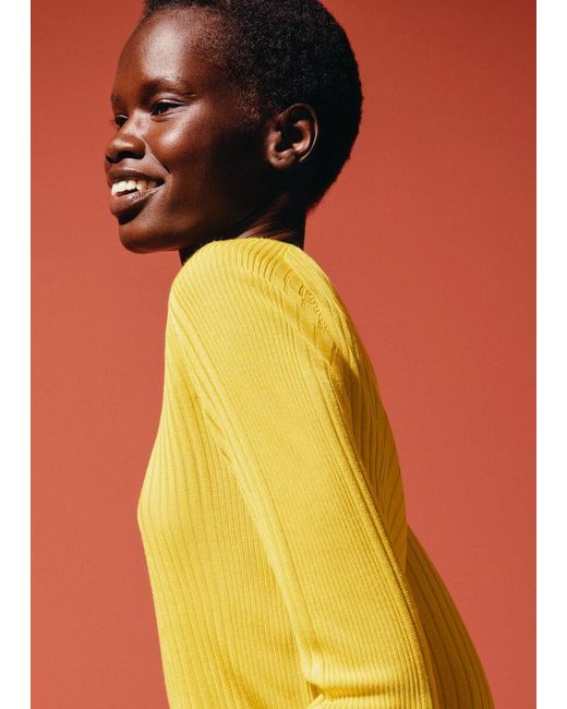 & Other Stories Yellow Ribbed Top