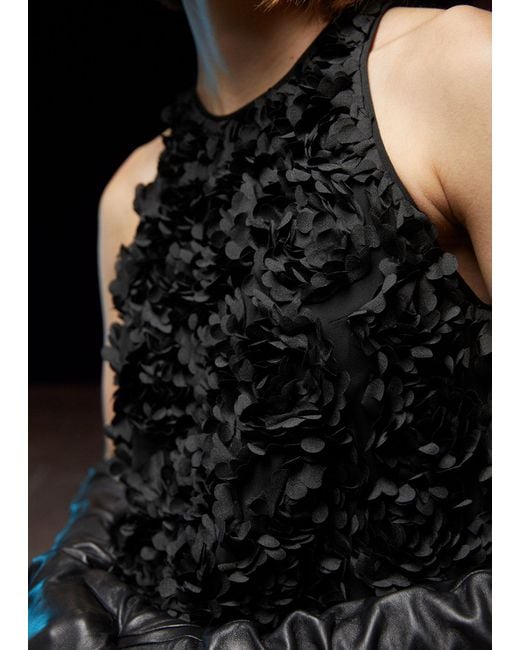 & Other Stories Black Floral-appliqué Mini Dress
