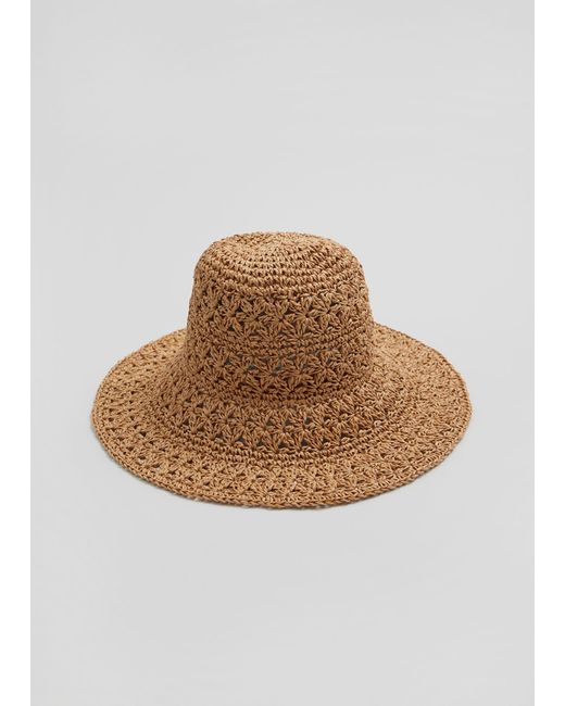 & Other Stories Brown Crochet Straw Hat
