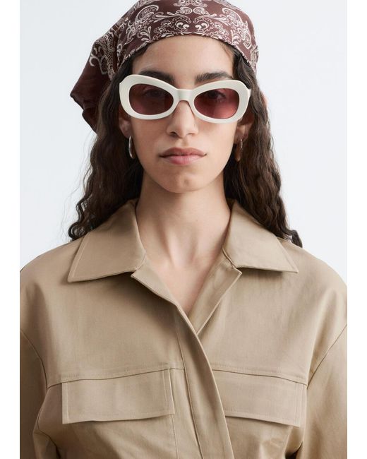 & Other Stories Natural Wrap-Front Mini Dress