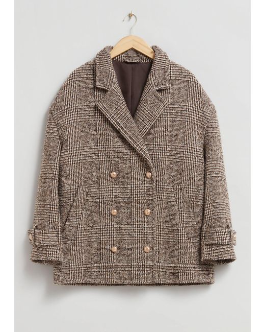 & Other Stories Brown Short Oversized Peacoat