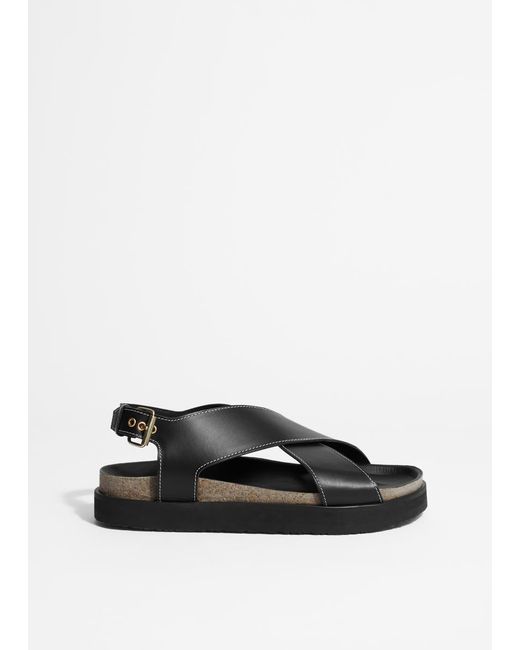 & Other Stories Black Criss-Cross Leather Sandals