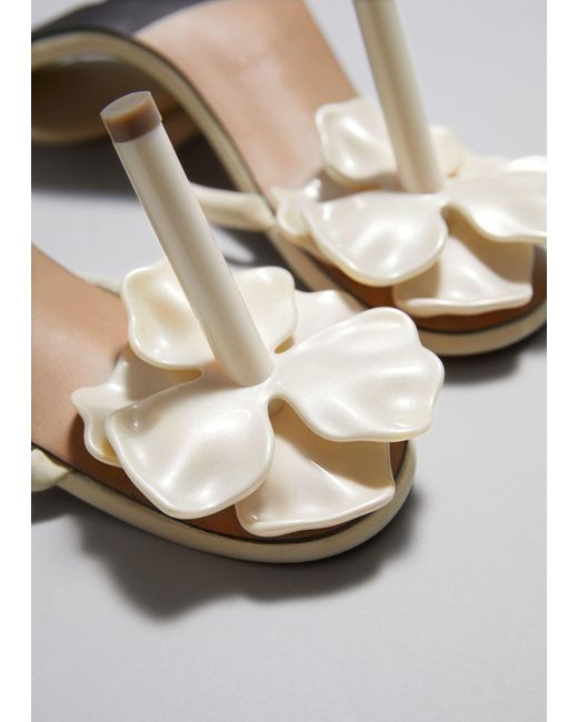 & Other Stories White Flower Embellished Leather Mules