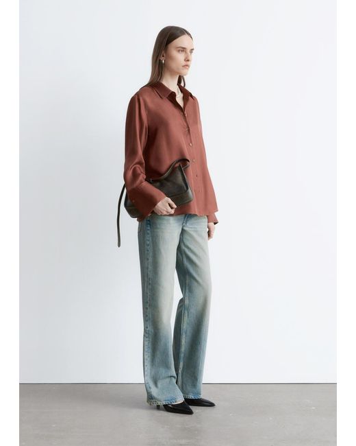 & Other Stories Red Relaxed Silk Shirt