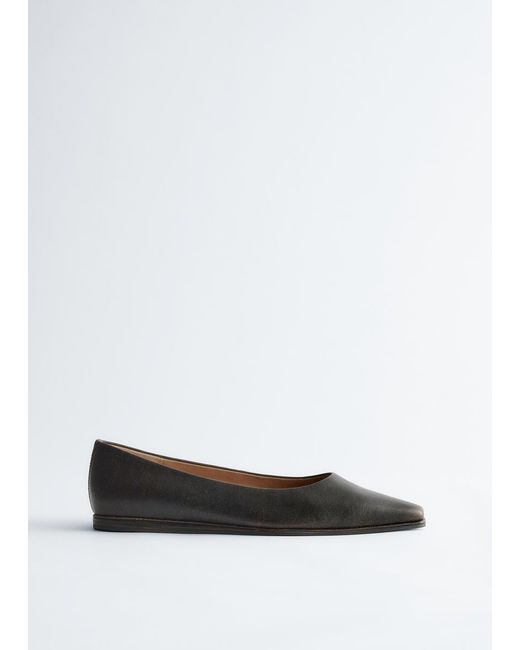 & Other Stories Black Leather Ballet Flats