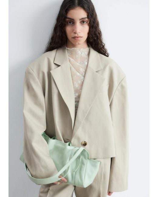 & Other Stories Natural Cropped Oversized Blazer