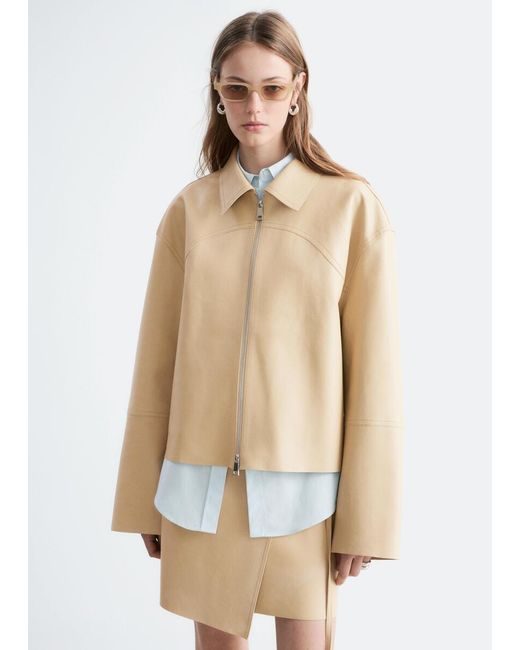 & Other Stories Natural Relaxed Leather Jacket