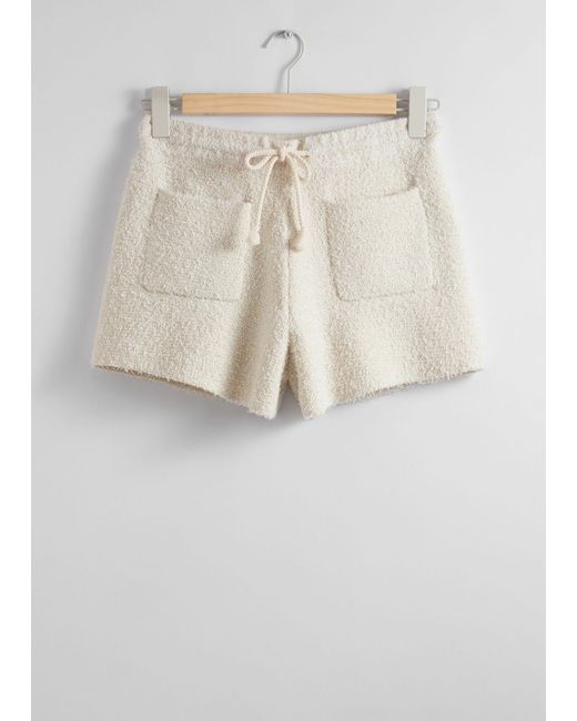 & Other Stories Natural Textured Knit Shorts