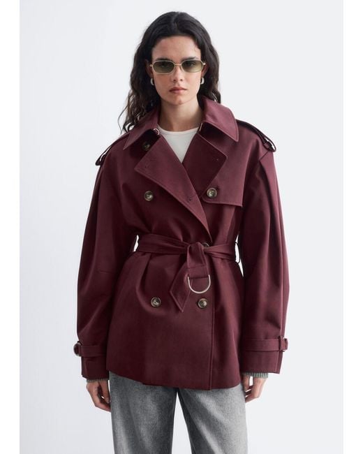 & Other Stories Red Short Trench Coat