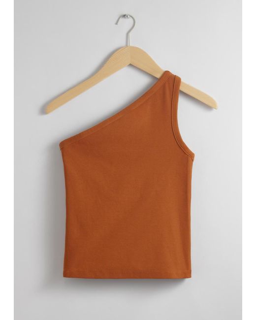 & Other Stories Brown One-Shoulder Tank Top