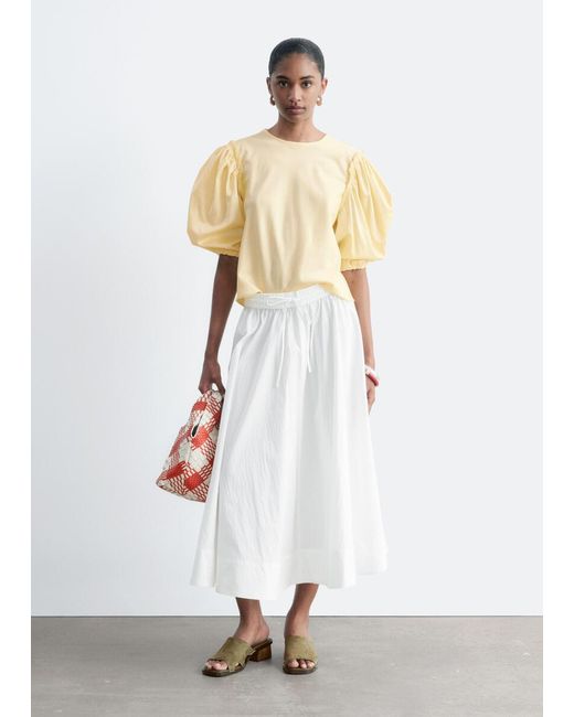 & Other Stories White Balloon-Sleeve Cotton Blouse