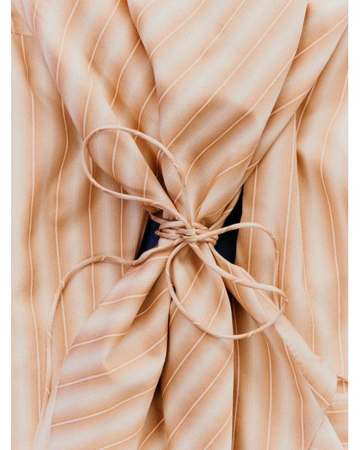 & Other Stories Natural Striped Cowl-Neck Blouse