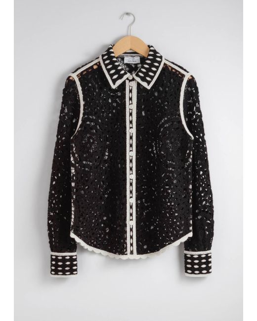 & Other Stories Black Crocheted Shirt