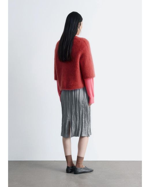 & Other Stories Red Knee-Length Crêpe Skirt