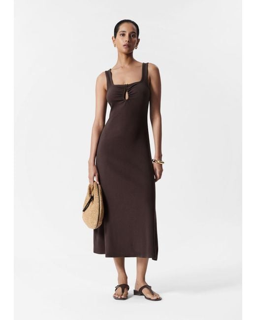 & Other Stories White Buckle-Detailed Midi Dress