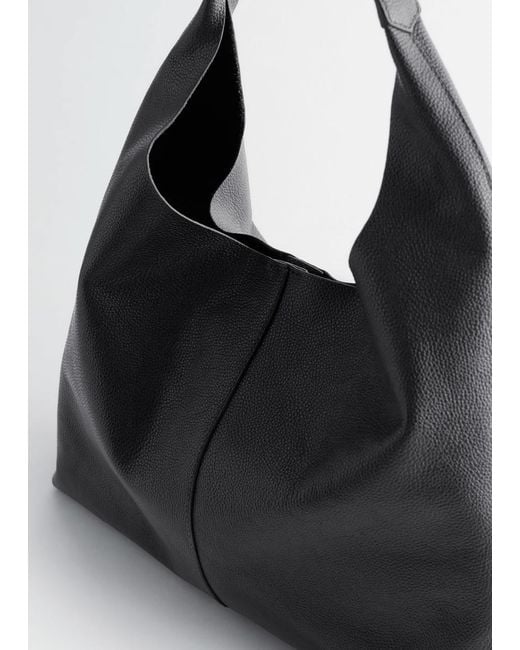 & Other Stories Black Large Leather Tote