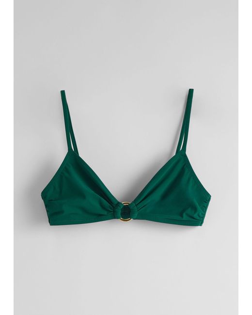 & Other Stories Green Ring-detailed Bikini Top