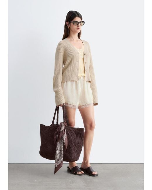 & Other Stories Natural Ribbed Cotton Cardigan
