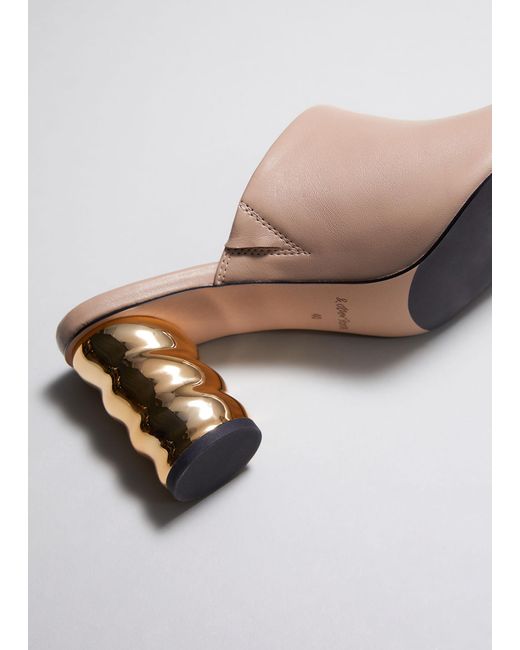 & Other Stories Natural Sculptural Heel Leather Mules
