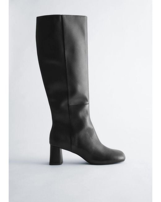 & Other Stories Gray Knee-High Leather Boots