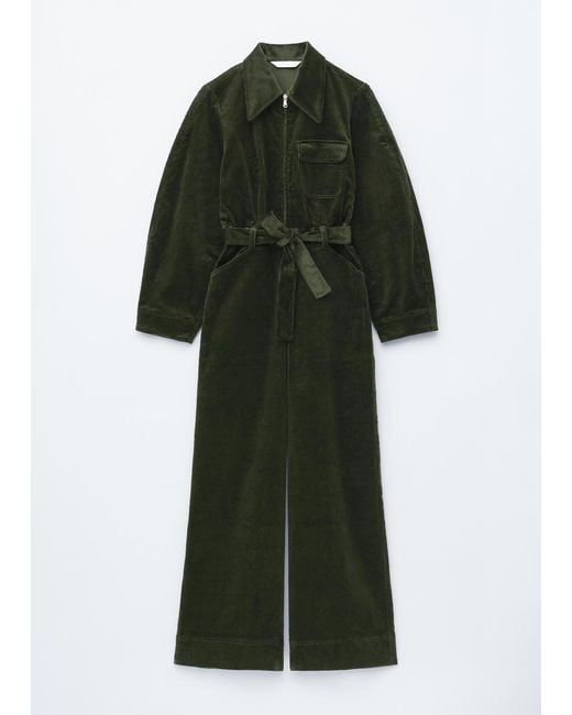& Other Stories Green Belted Corduroy Jumpsuit