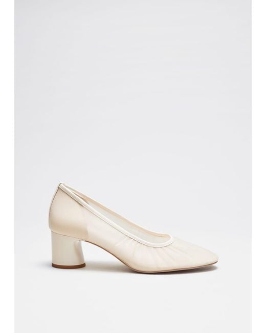 & Other Stories White Soft Block-Heel Pumps