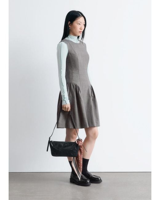 & Other Stories White Flared Wool Mini Dress