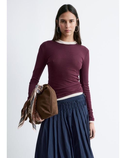 & Other Stories Blue Long-Sleeve Cotton Top