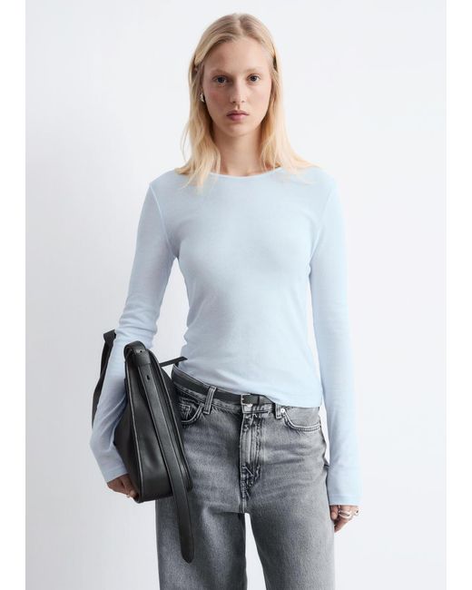 & Other Stories White Sheer Long-Sleeve Top