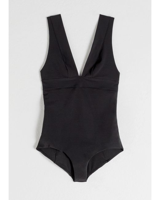 & Other Stories V-neck Swimsuit in Black | Lyst UK