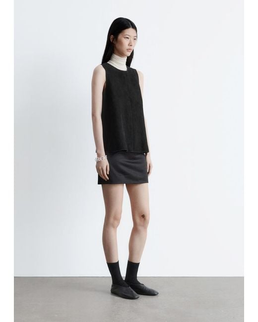 & Other Stories Black Oversized Suede Top