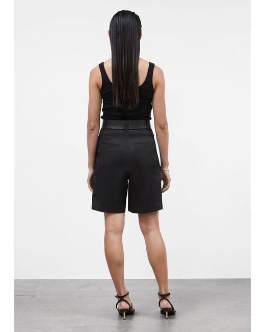 & Other Stories Black Tailored Shorts