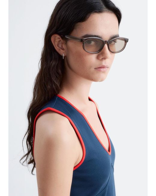 & Other Stories Blue U-Neck Midi Dress