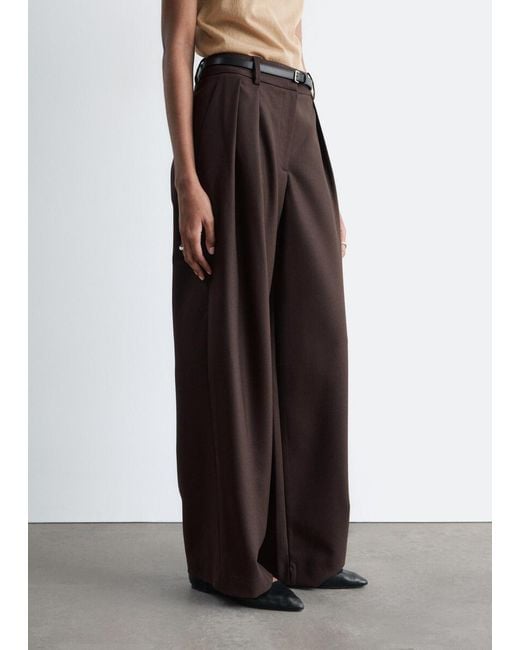 & Other Stories Brown Wool-Blend Tailored Trousers