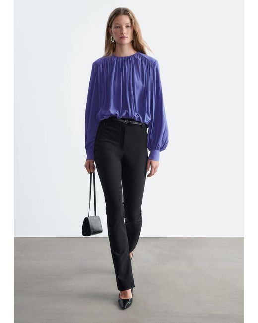 & Other Stories Blue Zip Pocket Tailored Trousers