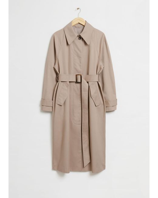 & Other Stories Natural Relaxed Mid-length Trench Coat