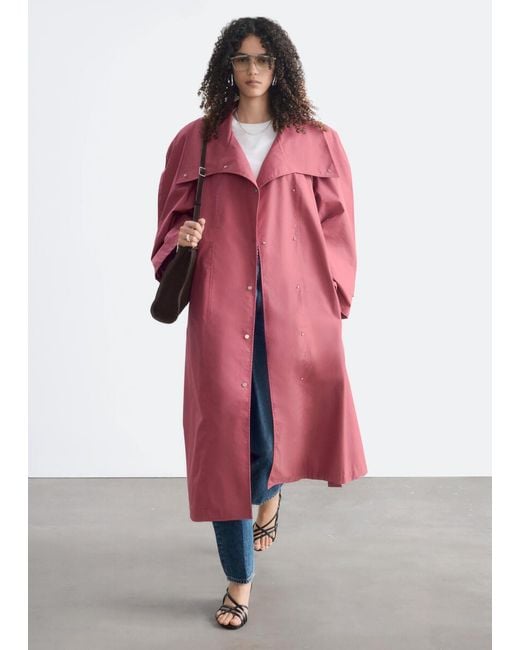 & Other Stories Red Bold-Shoulder Belted Coat