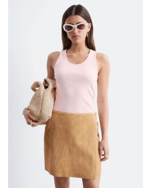 & Other Stories Pink Ribbed Cotton Tank Top